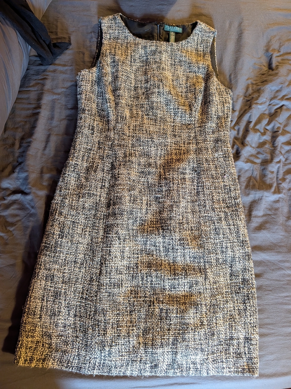 Ralph Lauren Black and White Tweed Sleeveless Sheath Dress
